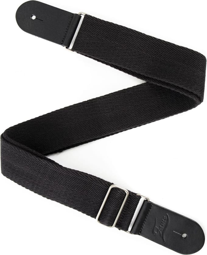Fame CTW002BK Luxury Cotton Bass/Guitar Strap (Smooth Black) - Gitaarband