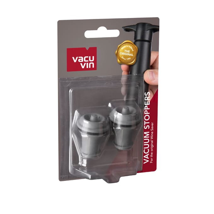 Vacu Vin Wijnstoppers Set van 2 – Reserve Afsluitdoppen voor Wine Saver – Grijs