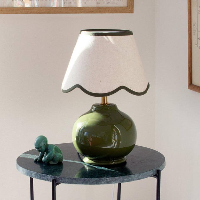 PR Home tafellamp Nell, mosgroen, keramiek, 34 cm hoog, E27