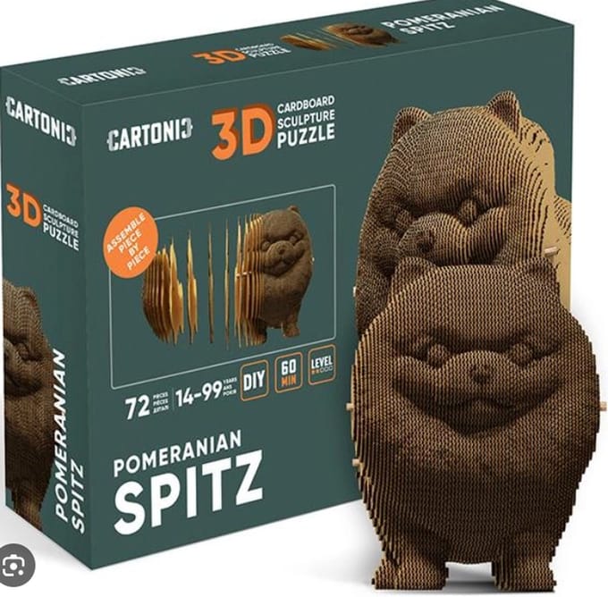 CARTONIC Pomeranian Spitz - 3D Puzzel van gerecycled karton - DIY