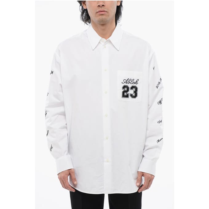 Oversize Fit 23 geborduurd overhemd in wit