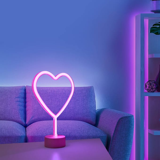 JUST LIGHT. GmbH LED tafellamp Neon Hart, op batterijen