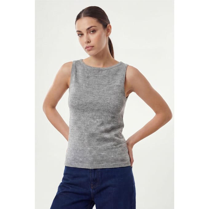 Ribbels Mouwloze Crew Neck Tanktop