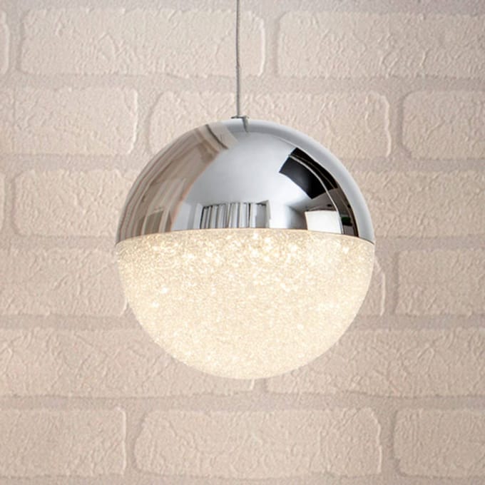 Schuller Valencia LED hanglamp Sphere, chroom, 1-lamp, Ø 12 cm