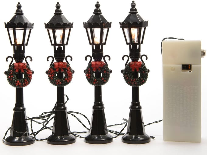 Kerstdorp Lantaarns 12 cm - 4 stuks