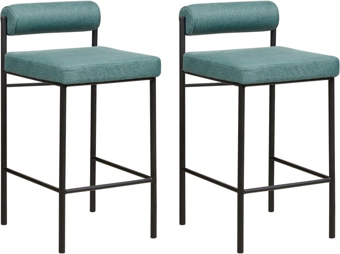 AMAYA - Barkruk set van 2 - Blauwgroen - Polyester