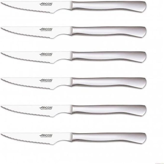 Steakmessenset - ARCOS - 6 stuks - Roestvrijstalen messen - Monobloc handvatten - 11 cm