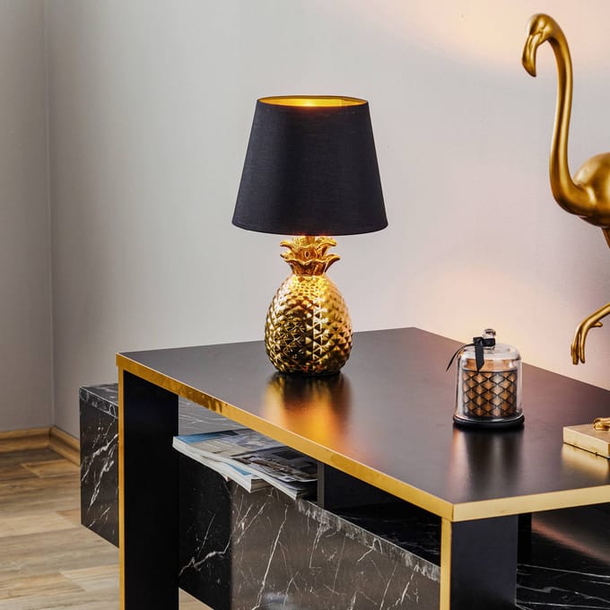 REALITY PINEAPPLE - Tafellamp - Goud - excl. 1x E14 3,5 W - Snoerschakelaar