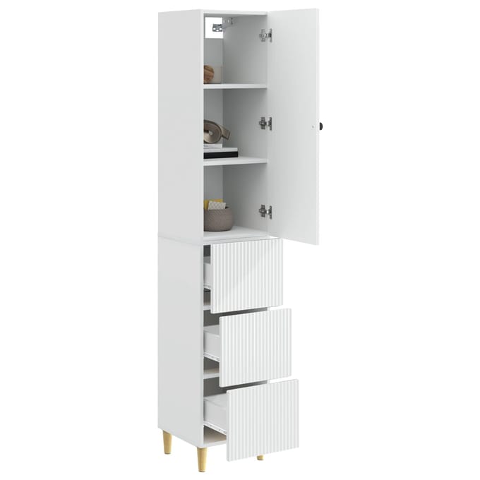vidaXL - Kast - Set - 2 - st - Hoogglans - Wit - Bewerkt - hout