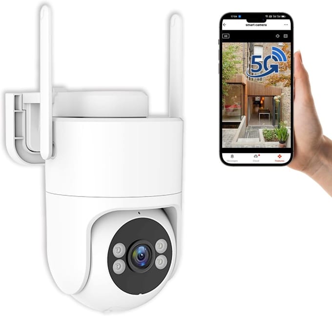 Beveiligingscamera Buiten - WiFi Camera Thuis - 24/7 Opname Bewaking - Panoramisch Zicht Tracking - 6MP Resolutie Kleur - Wit