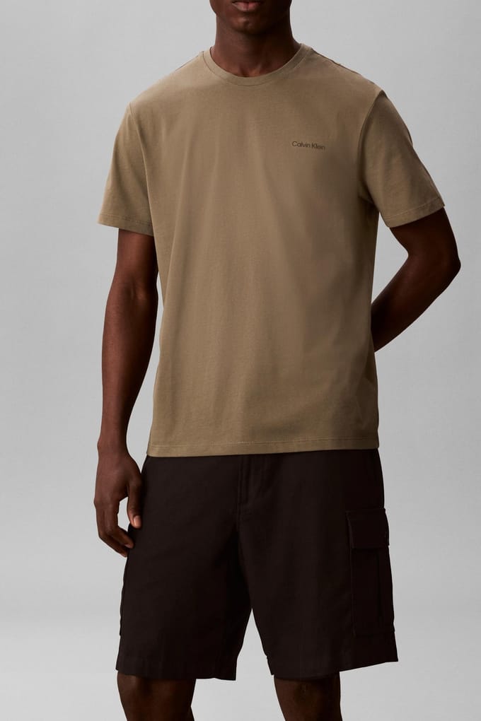Calvin Klein Ss Micro Logo Crewneck Dusty Olive Taglia: M | Magliette basic Outlet | Uomo | Verde