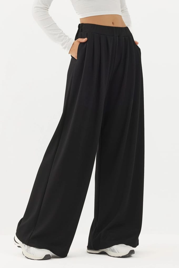 Zachte Touch Plissé Wijde Pantalon