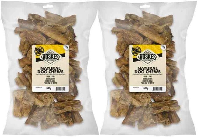 Voskes Hondensnacks Runderlong - 2 x 500 gr - Voordeelverpakking