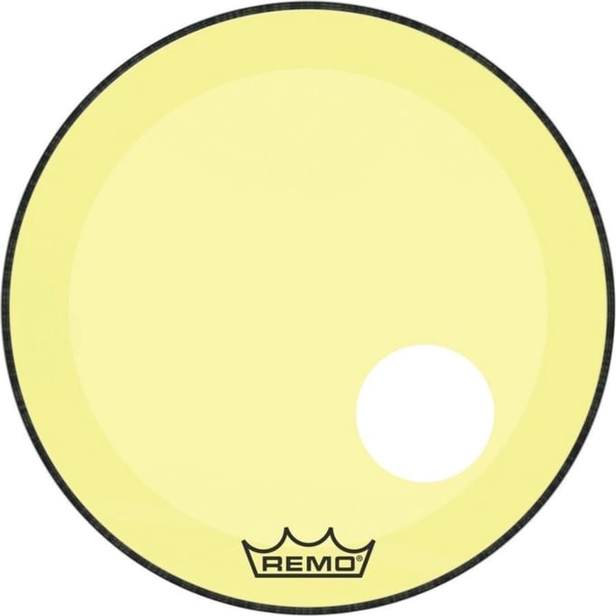 Remo Powerstroke 3 Colortone 18" Gelb, mit 5" Loch - Bass drumvel