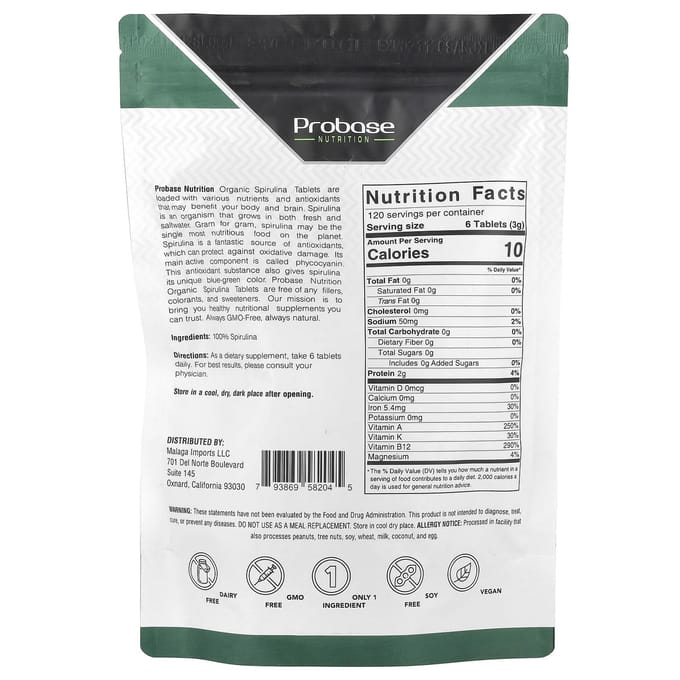 Biologische Spirulina Tabletten, 12,8 oz