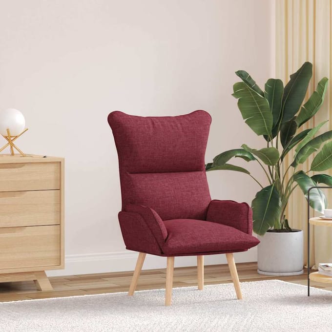 vidaXL - Fauteuil - Wijnrood - 69 - x - 74 - x - 93 - cm - Stof - en - multiplex
