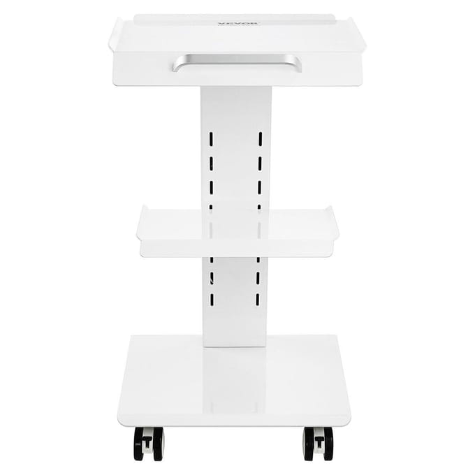 Chariot de Laboratoire Dentaire Mobile à roulettes, Chariot de Service à 3 Niveaux avec Prise