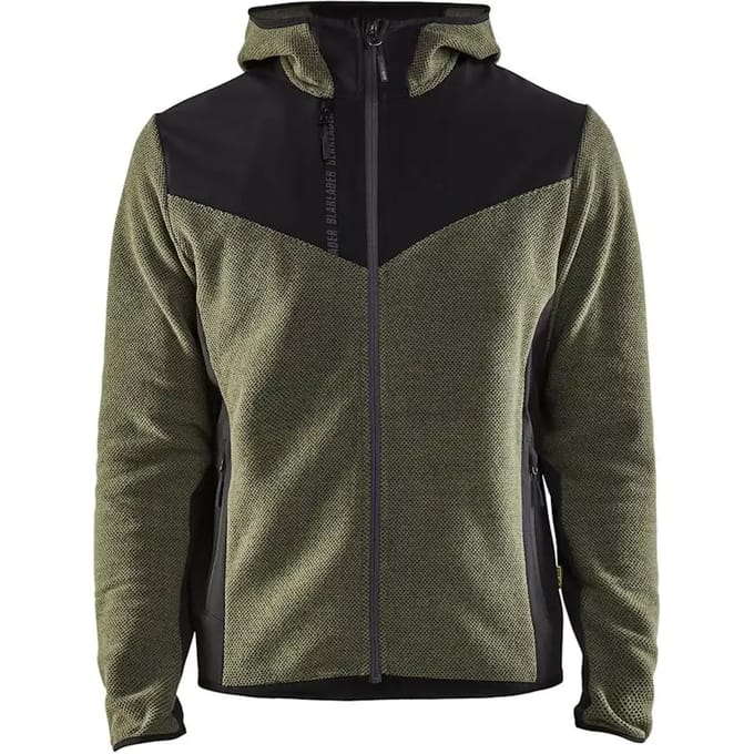Blaklader Gebreid jack met softshell - Herfstgroen/Zwart - 2XS