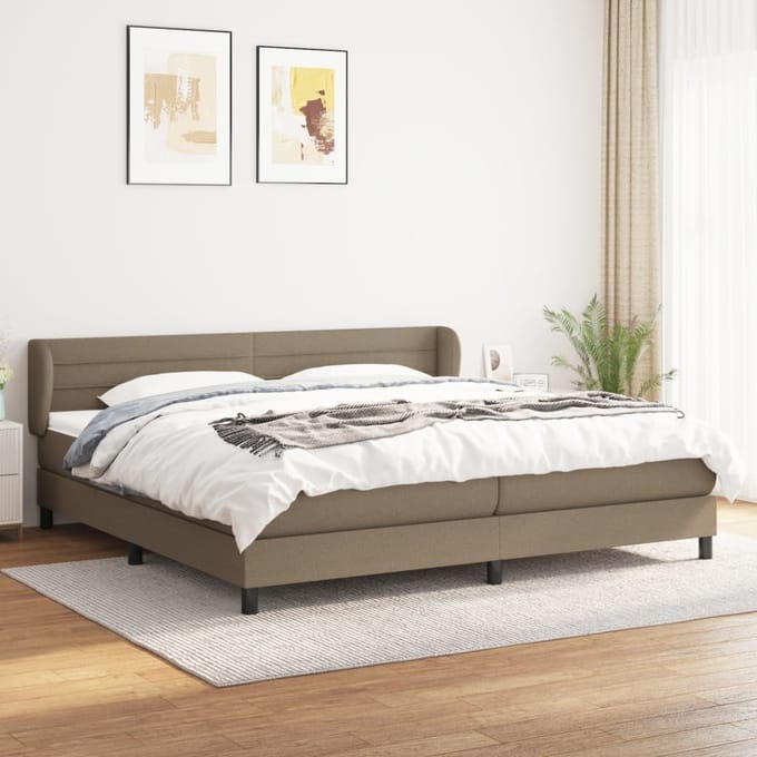 vidaXL - Boxspring - met - matras - stof - taupe - 200x200 - cm