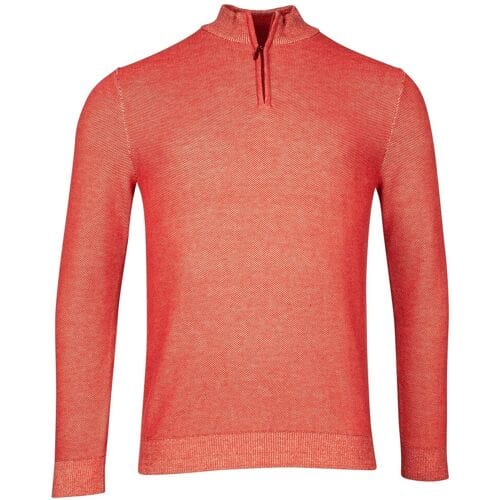 Baileys Trui Two-Tone Jacquard Half Zip Collar Allover Plated Coral Melange / male