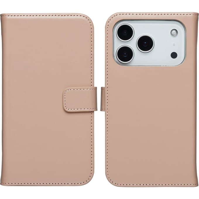 Selencia Hoesje - Geschikt voor Apple iPhone 18 Pro Max / 17 Pro Max - Echt Lederen Bookcase - Dusty Pink