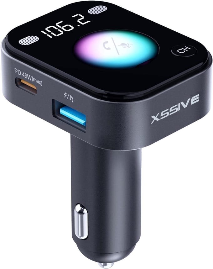 Xssive FM16 FM Transmitter Auto Bluetooth 5.3 - 45W PD/QC 3.0 Snellader - LED Display & Equalizer - Handsfree Bellen - USB-C + USB-A Autolader