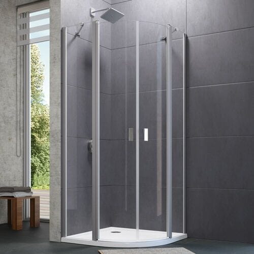 HÜPPE Design pure 1/4 circle swing door with fixed part W: 80 H: 200 cm, R= 55 cm 8P1716123321