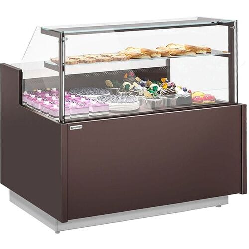 GGM Gastro Kühl- & Kuchentheke RIGA - 1680mm - 2 Ablagen Bruin / Wit