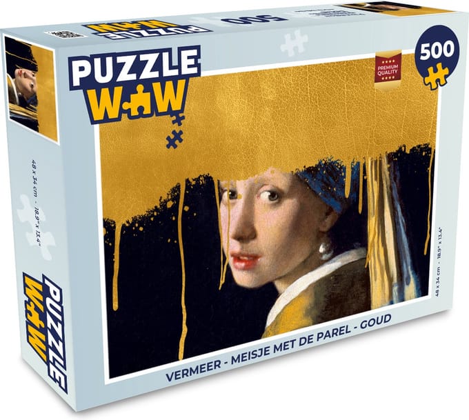 Puzzel Vermeer - Meisje met de parel - Goud - Legpuzzel - Puzzel 500 stukjes