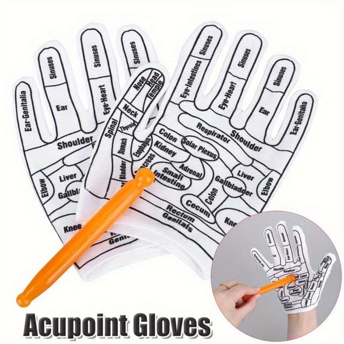 Gants Réflexologie des mains Acupoint Outils d'acupression Soulagement des mains Bâton de spa Points d'acupuncture Point Réutilisable gray
