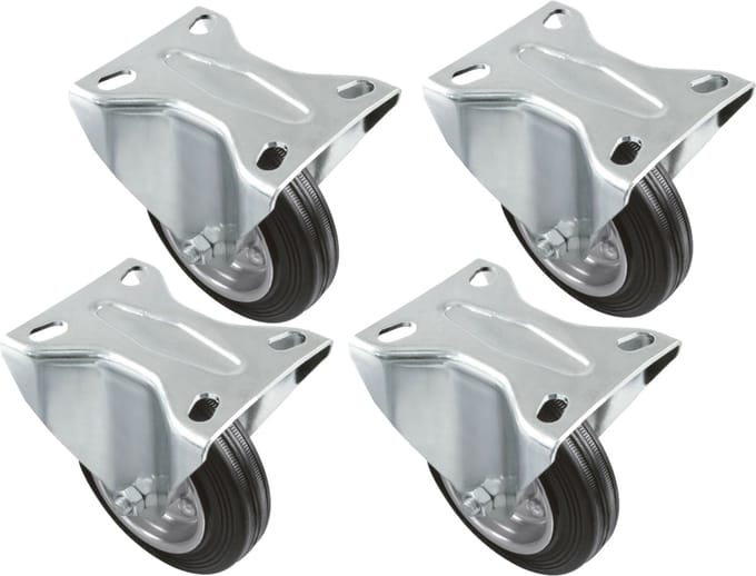 AMIG bokwiel/transportwiel - 4x - D100mm - rubber - 90kg draagvermogen - rollager