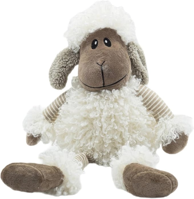 Deurstopper Schaap met Hangende Benen - 26 cm - Wit/Bruin