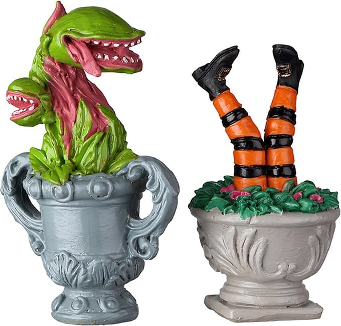 Lemax - Spooky Planter Urns, Set Of 2 - Kersthuisjes & Kerstdorpen