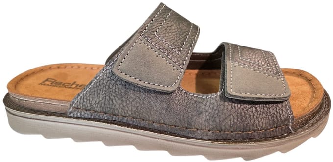 Fischer 566662 205 Slippers Grijs Leer Heren - Grijs - 42
