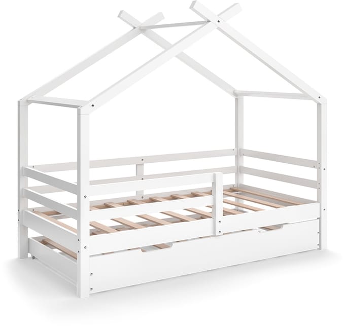 Vitalispa Luni Huisbed – 160 x 80 cm met uitschuifbaar logeerbed Wit