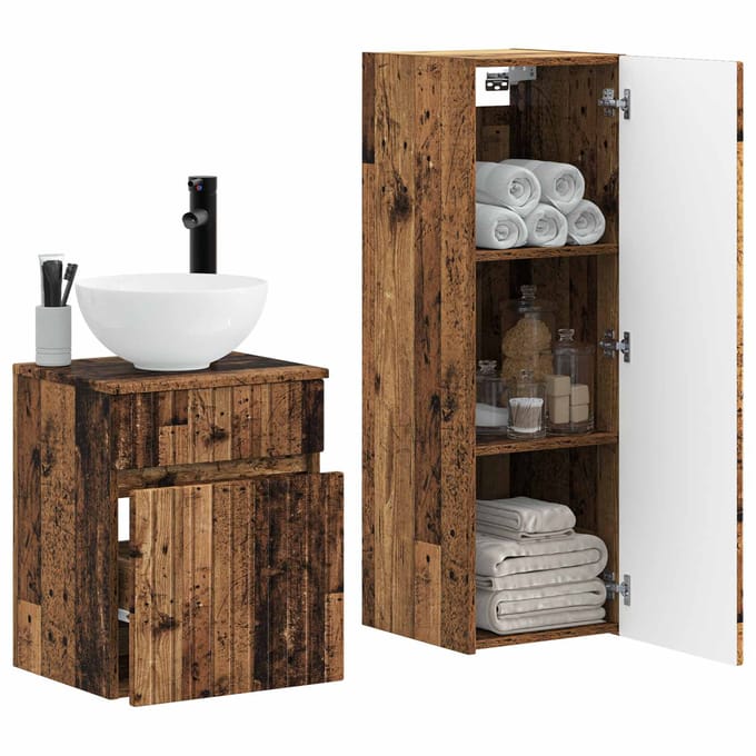 vidaXL - Badkamermeubel - Set - 2 - st - Oud - hout - 33 - x - 34,5 - x - 100 - cm