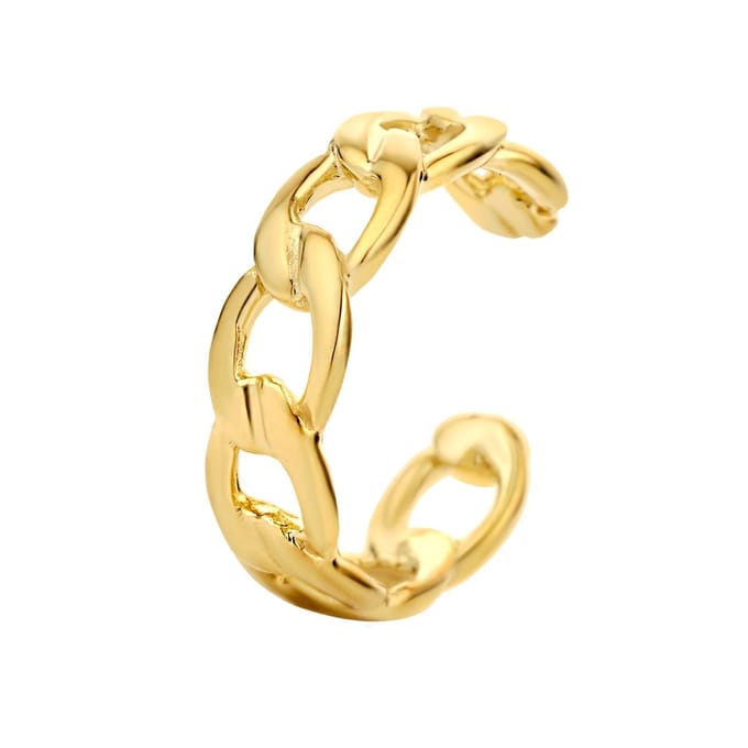 earcuff schakel 13 mm zilver verguld (geel)