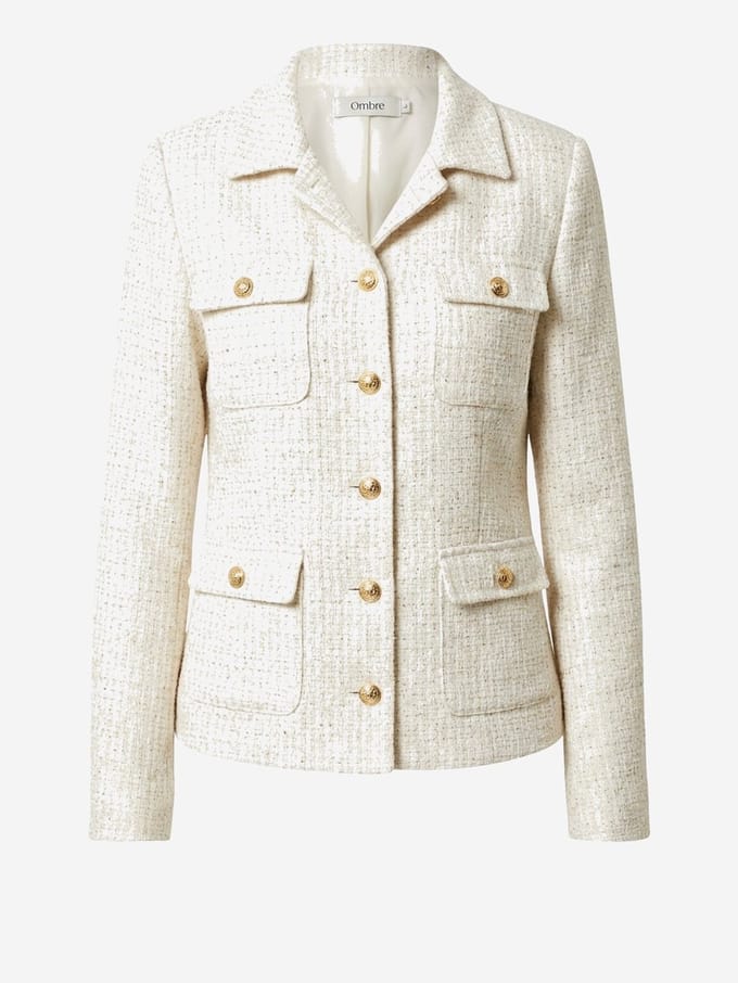 OMBRE Blazer - Regular Fit - Knopen - Effen Gebroken wit S