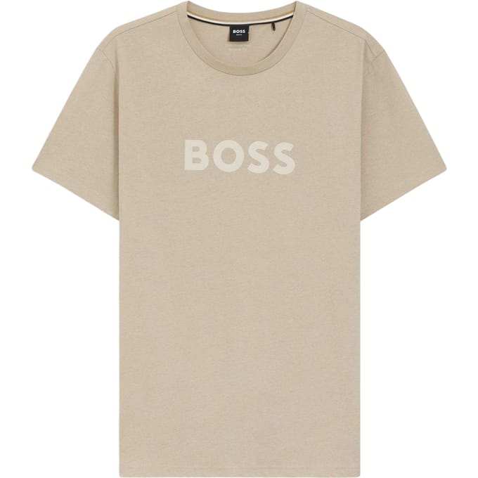 Boss Heren T-shirt katoen met logo (Licht Beige)