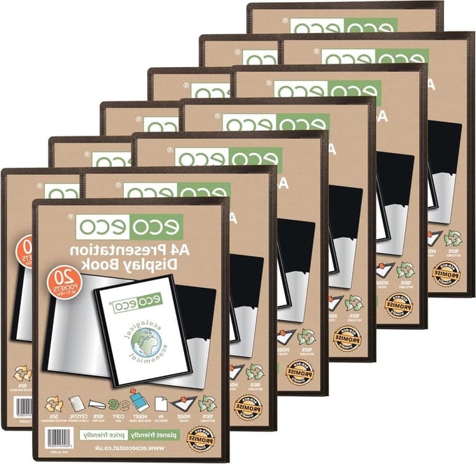 eco-eco A4 50% Recycled 20 Pocket Presentation Display Book Folder (Pack of 12), eco003x12