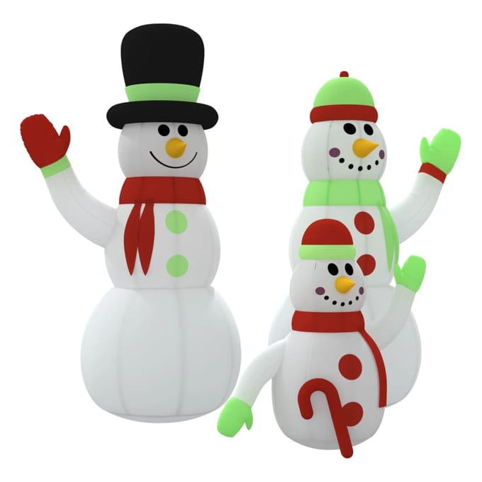 vidaXL - Sneeuwpopfamilie - opblaasbaar - met - LED's - 360 - cm