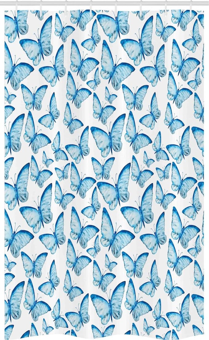 ABAKUHAUS Stammes Douchegordijn – 120x180 cm – Polyester – Wit-Blauw