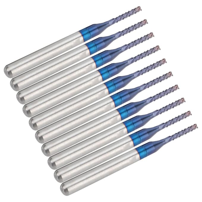 10 stuks Carbide Bovenfrees Snijbit Blauwe Maïs Eindfrees Graveerbit voor CNC PCB Machines (1.4mm)
