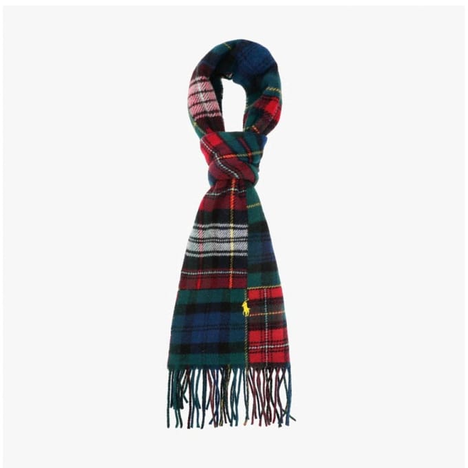 Polo Ralph Lauren Pc1363 600 Pony Patchwork Ruit Check Franje Sjaal PC1363-600 black
