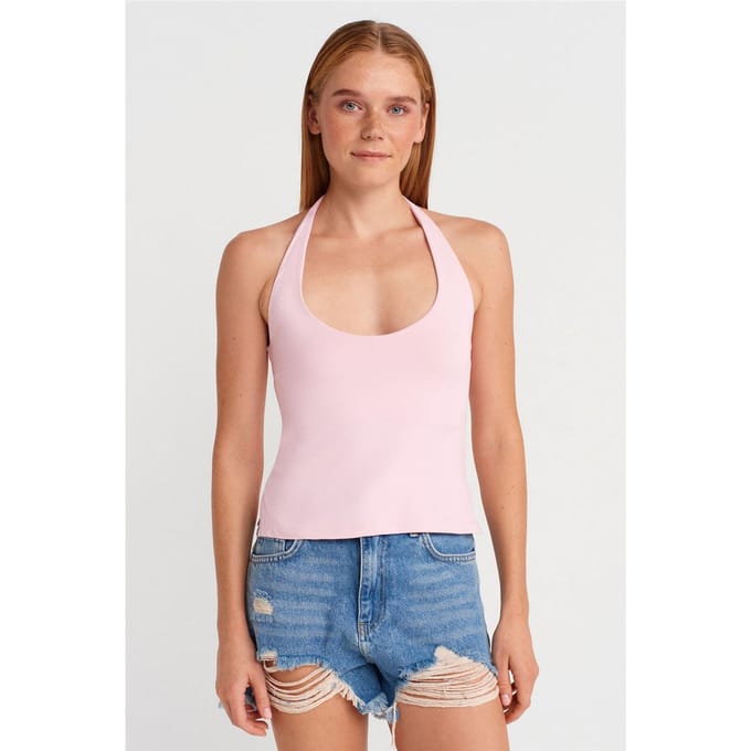 Slim Fit Halter Neck Cut-Out Top
