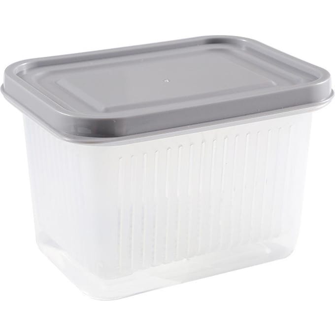 Afdruipopbergdoos met Luchtdicht Deksel PP Koelkast Voedselopbergcontainer voor Lente-ui Gember grijze kleur