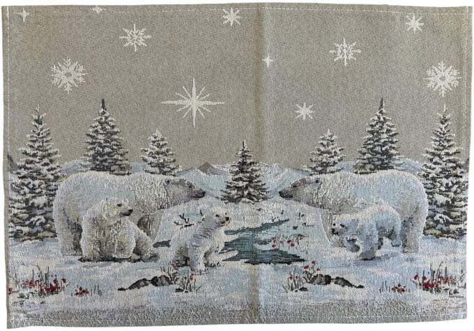 placemat - Gobelinstof - Kerst - Winter - Ijsberen - 35 x 50 cm