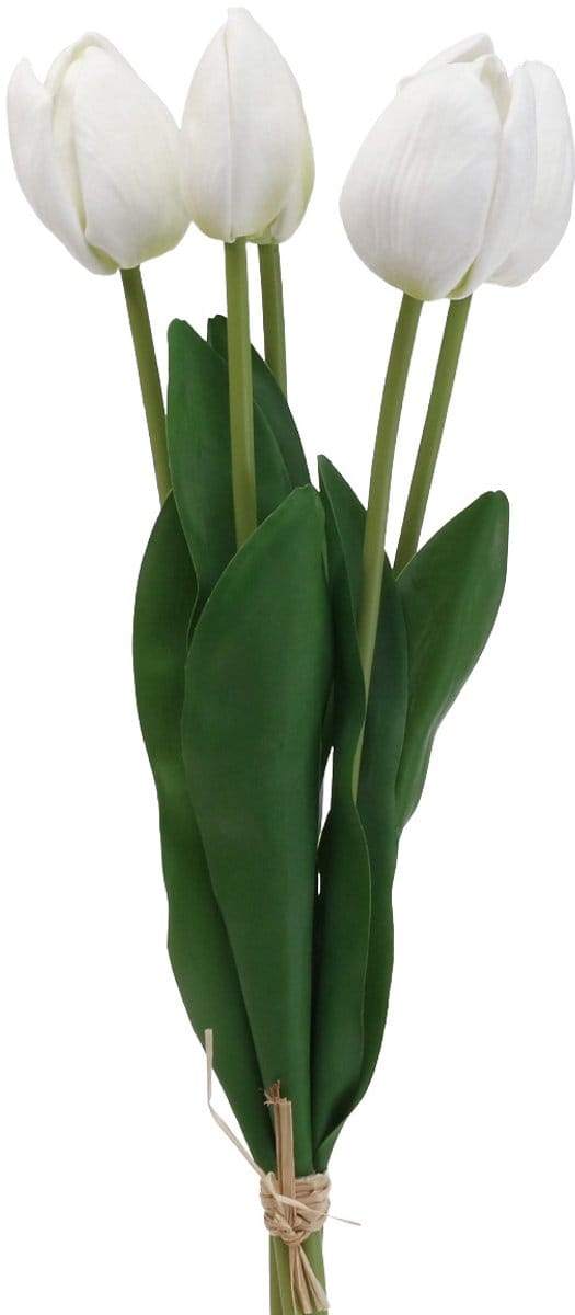 Witte Tulpen Decoratie Real Touch Kunstbloemen Lente 49cm 5 st