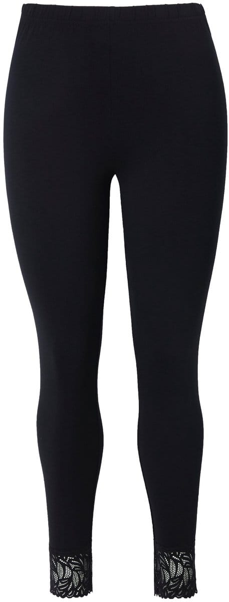 Ulla Popken - Dames - Legging kanten zoom - Zwart - Maat 46+