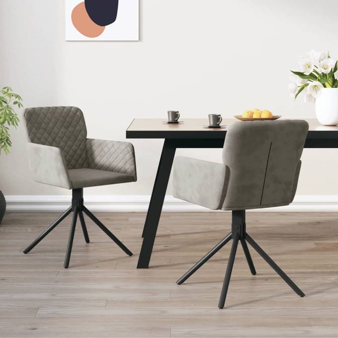 vidaXL - Eetkamerstoelen - draaibaar - 2 - st - fluweel - lichtgrijs